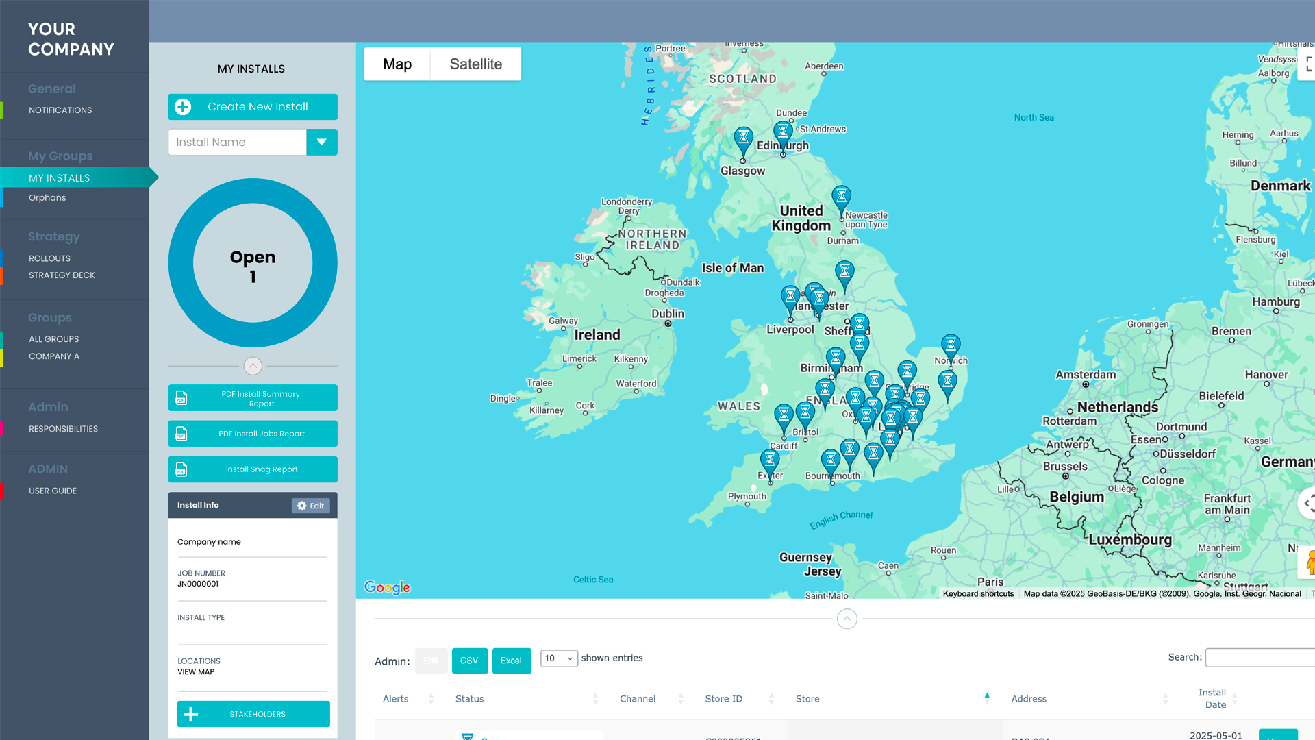 Utilising geographical planning to manage retail installation tracking across multiple global locations